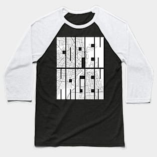 Copenhagen, Denmark City Map Typography - Light Baseball T-Shirt